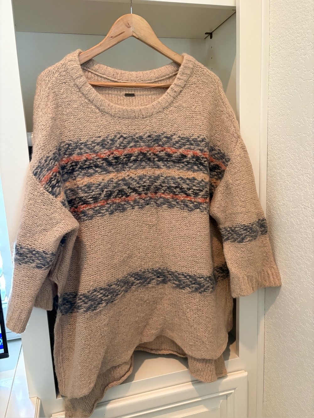 Free People Fair Aisle Alpaca XS/S Tunic Sweater Hi lo Boho Side Slits